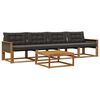vidaXL Conjunto de Sof&aacute;s para Exterior 5 pcs Natural e Preto