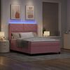 vidaXL Cama Box com colch&atilde;o com led Rosa 160 x 200 cm Veludo