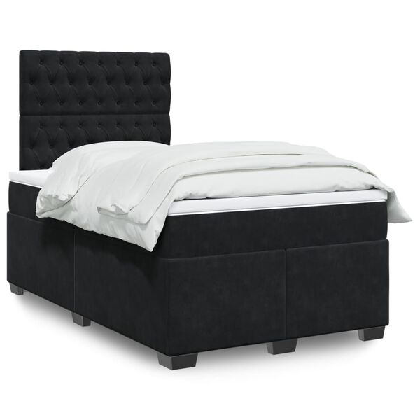 vidaXL Cama boxspring com colch&atilde;o 120x200 cm veludo preto