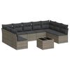 vidaXL 10 pcs conjunto sof&aacute;s de jardim c/ almofad&otilde;es vime PE cinzento