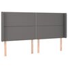 vidaXL Cabeceira cama c/ abas couro artif. 203x16x118/128 cm cinzento