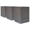 vidaXL Compostores jardim 3pcs 60x60x83cm 900L pl&aacute;stico vime castanho