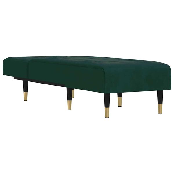 vidaXL Chaise longue veludo verde-escuro