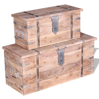 vidaXL Conjunto de arcas de arrumação 2 pcs madeira maciça de acácia