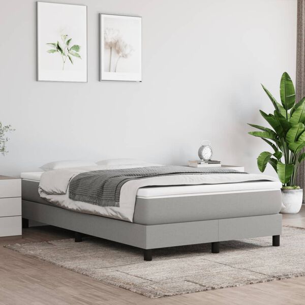 vidaXL Cama boxspring com colchão 120x190 cm tecido cinzento-claro