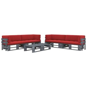 vidaXL 6 pcs conj. lounge paletes c/ almofad&otilde;es pinho impregnado cinza