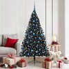 vidaXL &Aacute;rvore de Natal Artificial Pr&eacute;-iluminada Preto 180 cm PVC