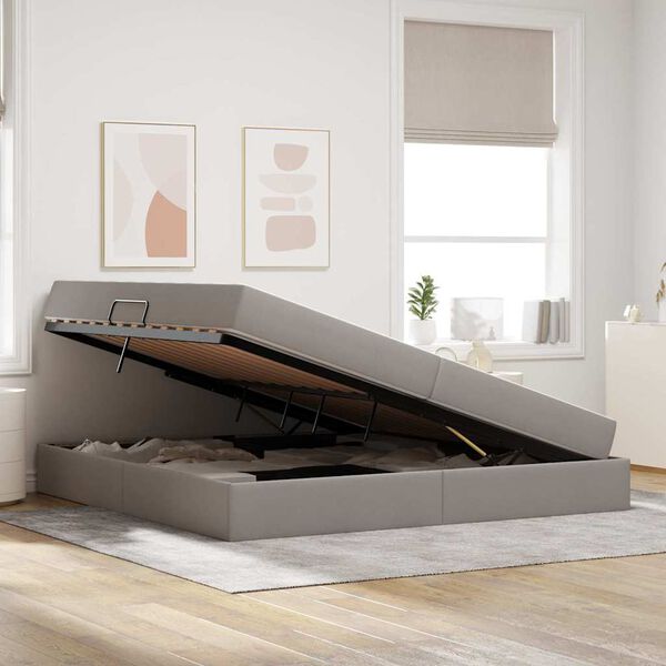 vidaXL Cama com arruma&ccedil;&atilde;o e colch&atilde;o Cinzento-acastanhado 200 x 200 cm