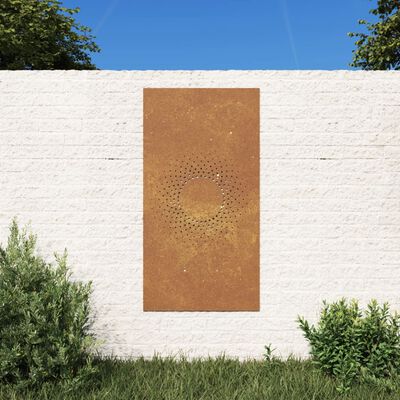 vidaXL Decoração p/ muro de jardim 105x55 cm aço corten design sol