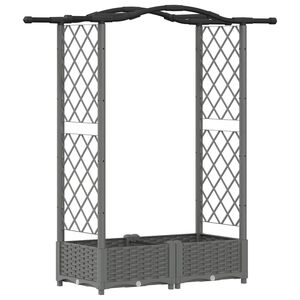 vidaXL Cama Elevada com Treli&ccedil;a e Telhado Cinzento-claro PP