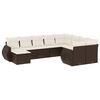 vidaXL 10 pcs conj. sof&aacute;s jardim com almofad&otilde;es vime PE castanho