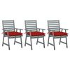 vidaXL Cadeiras de jantar p/ jardim 3 pcs c/ almofad&otilde;es ac&aacute;cia maci&ccedil;a