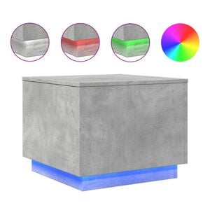 vidaXL Mesa de centro com luzes LED 50x50x40 cm cinzento cimento