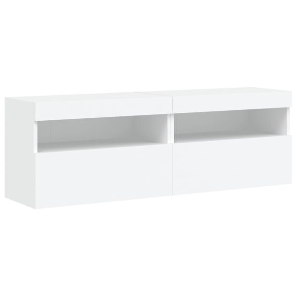 vidaXL M&oacute;veis de parede p/ TV com luzes LED 2 pcs 60x30x40 cm branco