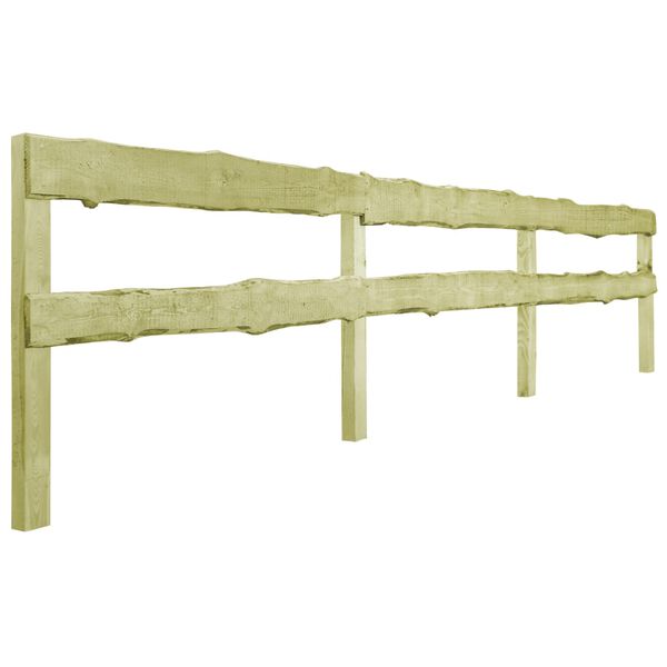 vidaXL Cerca de jardim com 2 trilhos em madeira de pinho impregnada 510x90 cm