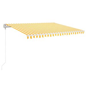 vidaXL Toldo retr&aacute;til autom&aacute;tico 400x350 cm amarelo e branco