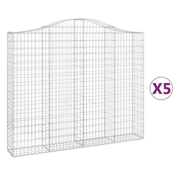 vidaXL Cestos gabi&atilde;o arqueados 5pcs 200x30x160/180cm ferro galvanizado