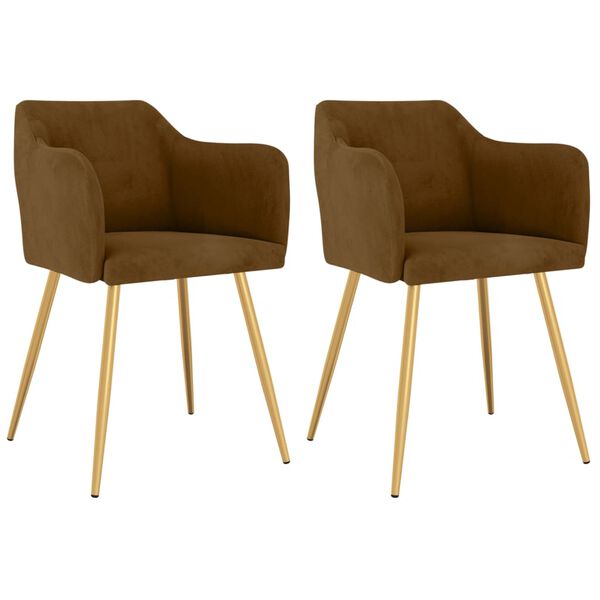 vidaXL Cadeiras de jantar 2 pcs veludo castanho