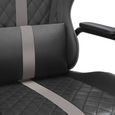 vidaXL Cadeira gaming massagens couro artificial preto e cinzento