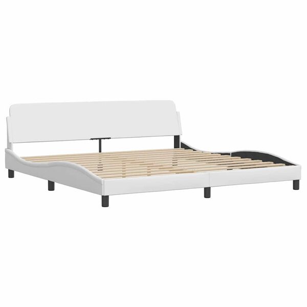vidaXL Estrutura de cama Dover couro artificial 200x200 cm branco