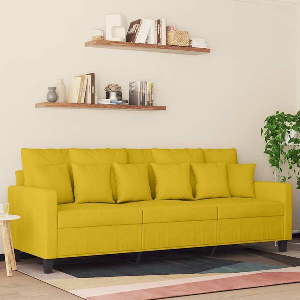 vidaXL Sof&aacute; de 3 lugares 180 cm veludo amarelo