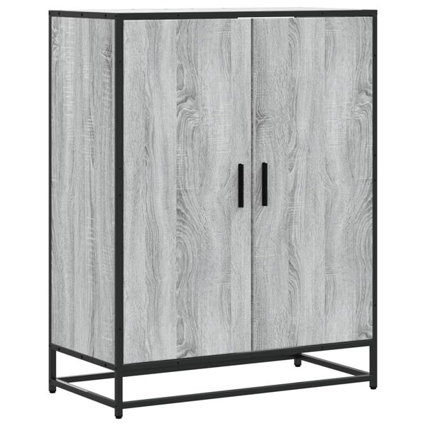 vidaXL Sapateira 75x38x97,5 cm deriv. de madeira/metal cinzento sonoma