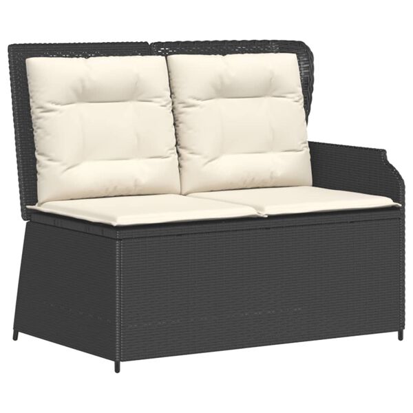 vidaXL 7 pcs conjunto lounge de jardim c/ almofad&otilde;es vime PE preto