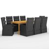 vidaXL 9 pcs conjunto de jantar para jardim preto