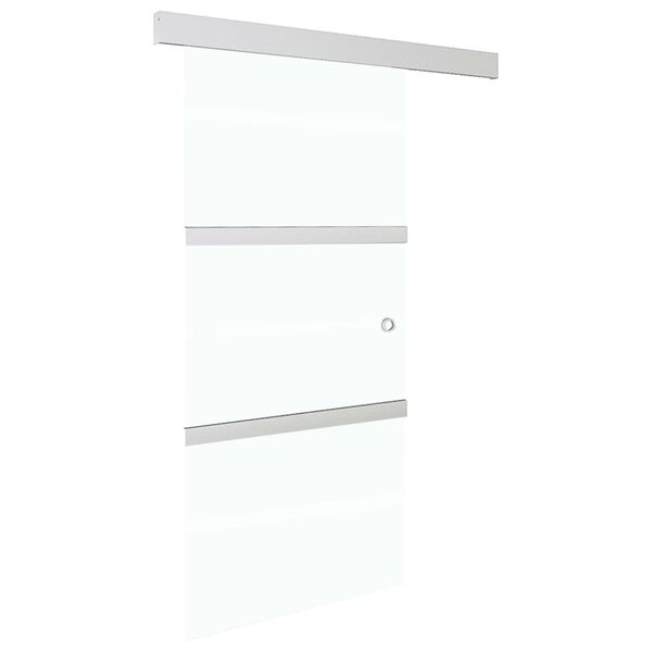 vidaXL Porta deslizante batente suave vidro ESG 102,5x205 cm prateado