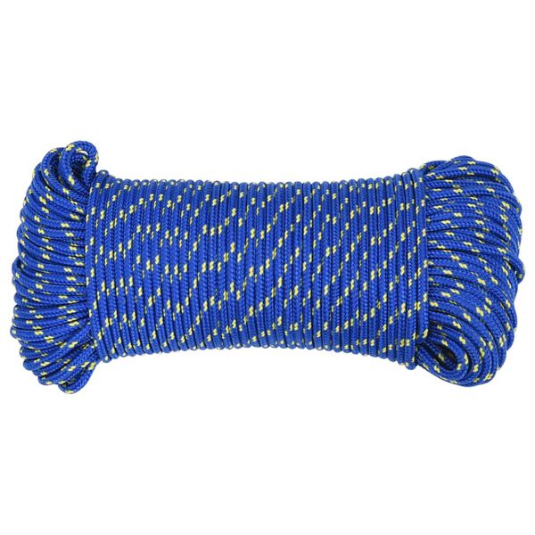 vidaXL Corda de barco 4 mm 50 m polipropileno azul