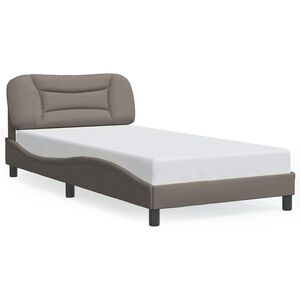 vidaXL Estrutura de cama sem colch&atilde;o Hvar 100x200 cm tecido cinza-acastanhado