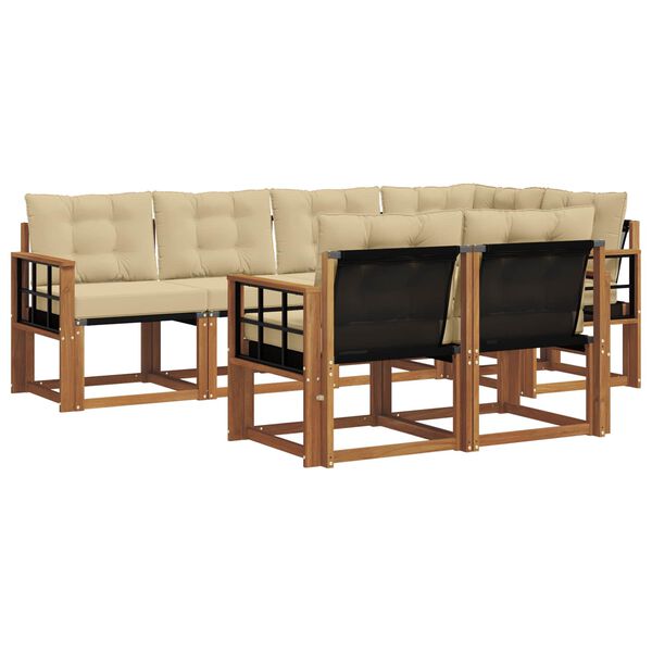 vidaXL Conjunto de Sof&aacute;s para Exterior 7 pcs Natural e Bege