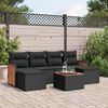 vidaXL 7 pcs conjunto de sof&aacute;s p/ jardim c/ almofad&otilde;es vime PE preto