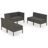 vidaXL 6 pcs conjunto lounge de jardim c/ almofad&otilde;es vime PE cinzento