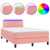 vidaXL Cama box spring c/ colch&atilde;o/LED 120x200 cm veludo rosa