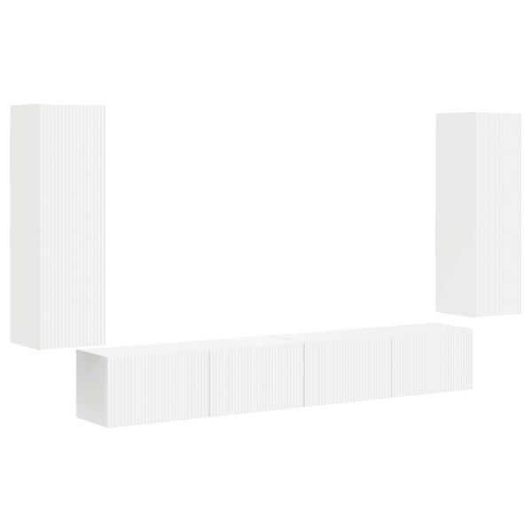 vidaXL Conjunto de Gabinete de Parede para TV 4 pcs Branco