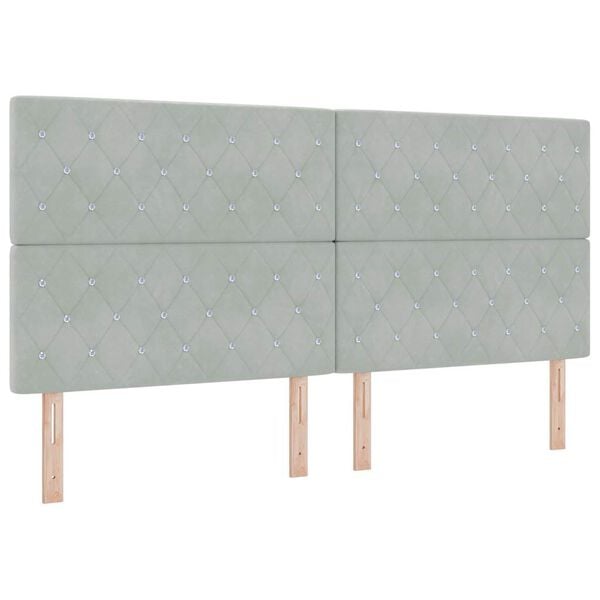 vidaXL Cama Box com colch&atilde;o Cinzento-claro 200 x 200 cm Veludo