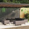 vidaXL 12 pcs conj. lounge jardim c/ almofad&otilde;es vime PE cinza-escuro