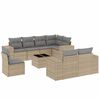 vidaXL 9 pcs conjunto de sof&aacute;s p/ jardim com almofad&otilde;es vime PE bege
