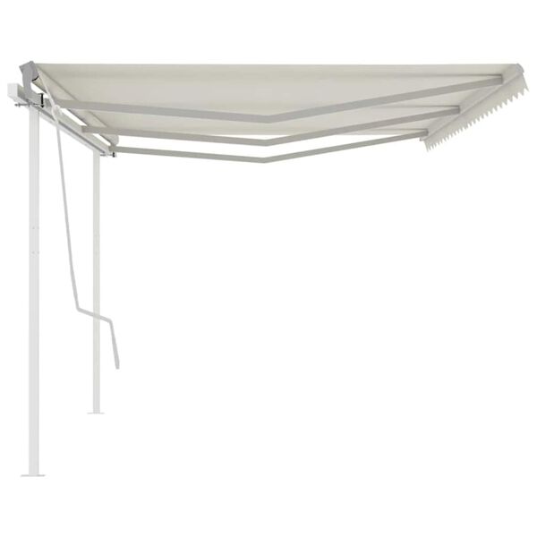 vidaXL Toldo retr&aacute;til manual com postes 6x3 m cor creme