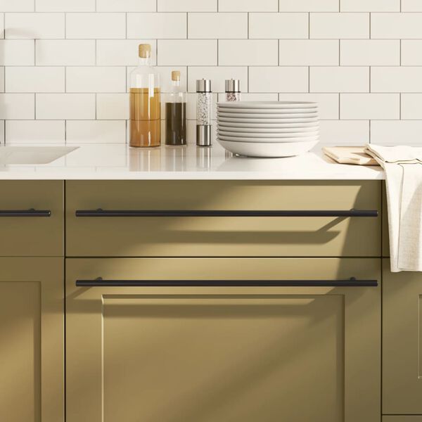 vidaXL Puxadores para m&oacute;veis 20 pcs 480 mm a&ccedil;o inoxid&aacute;vel preto