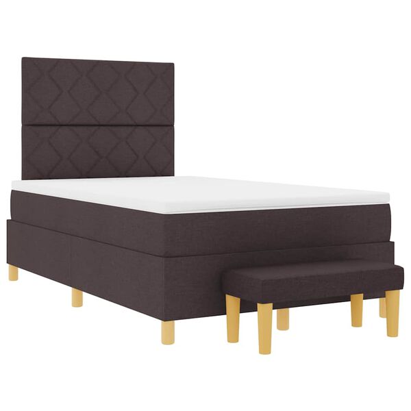 vidaXL Cama Box com colch&atilde;o Castanho escuro 120 x 190 cm tecido