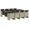 vidaXL 9 pcs conjunto de jantar p/ jardim c/ almofad&otilde;es cinzento claro