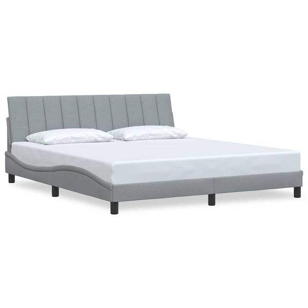 vidaXL Estrutura de cama sem colch&atilde;o Hanko 180x200 cm tecido cinzento-claro