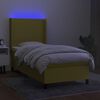 vidaXL Cama box spring c/ colch&atilde;o e LED 90x200 cm tecido verde