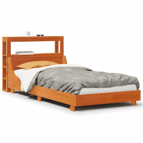 vidaXL Cama sem colchão 75x190 cm madeira de pinho maciça castanho-mel