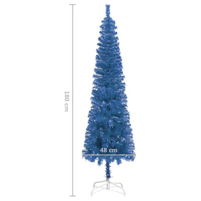 vidaXL Árvore de Natal fina com luzes LED e bolas 180 cm azul 