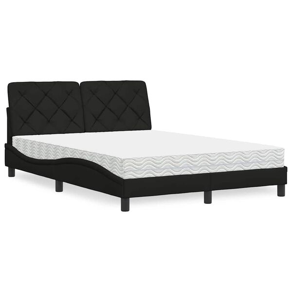 vidaXL Cama com colchão 120x200 cm tecido preto