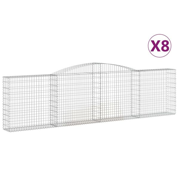 vidaXL Cestos gabião arqueados 8pcs 400x30x100/120cm ferro galvanizado