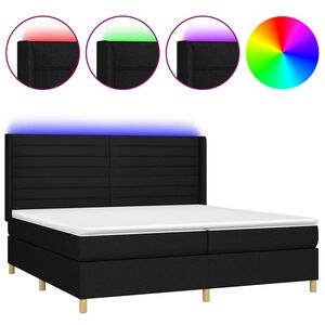 vidaXL Cama box spring c/ colch&atilde;o e LED 200x200 cm tecido preto